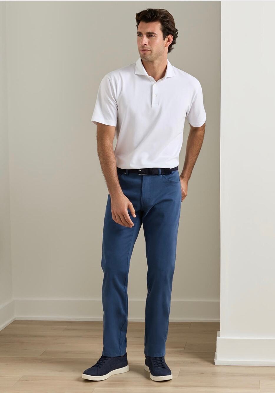 PETER MILLAR Men's Signature Sateen Five-Pocket Pant in Navy Blue